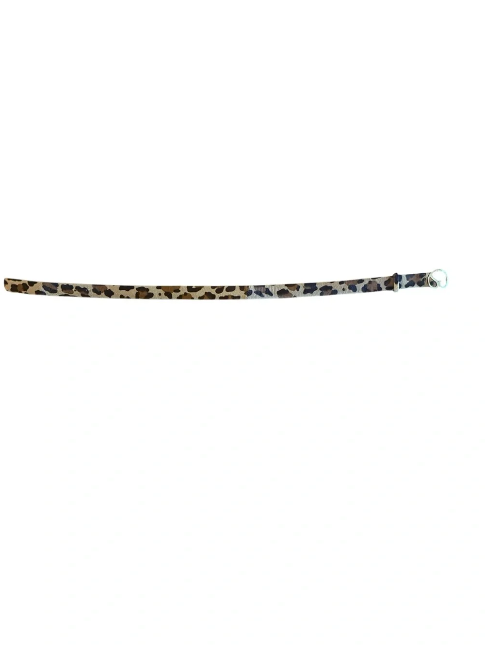 St. John Knits Narrow Leopard Print Calf Hair Belt with Gold Buckle sz S